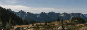 Green Trees Across Mountain Range Under Blue Sky