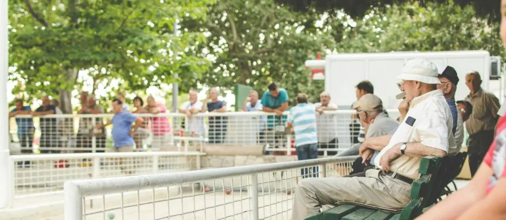 man watching bocce